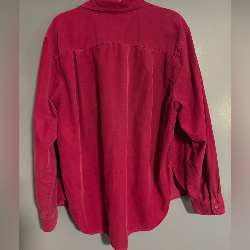 LOFT Corduroy Button-Up Shirt in Berry - Picture 4 of 5